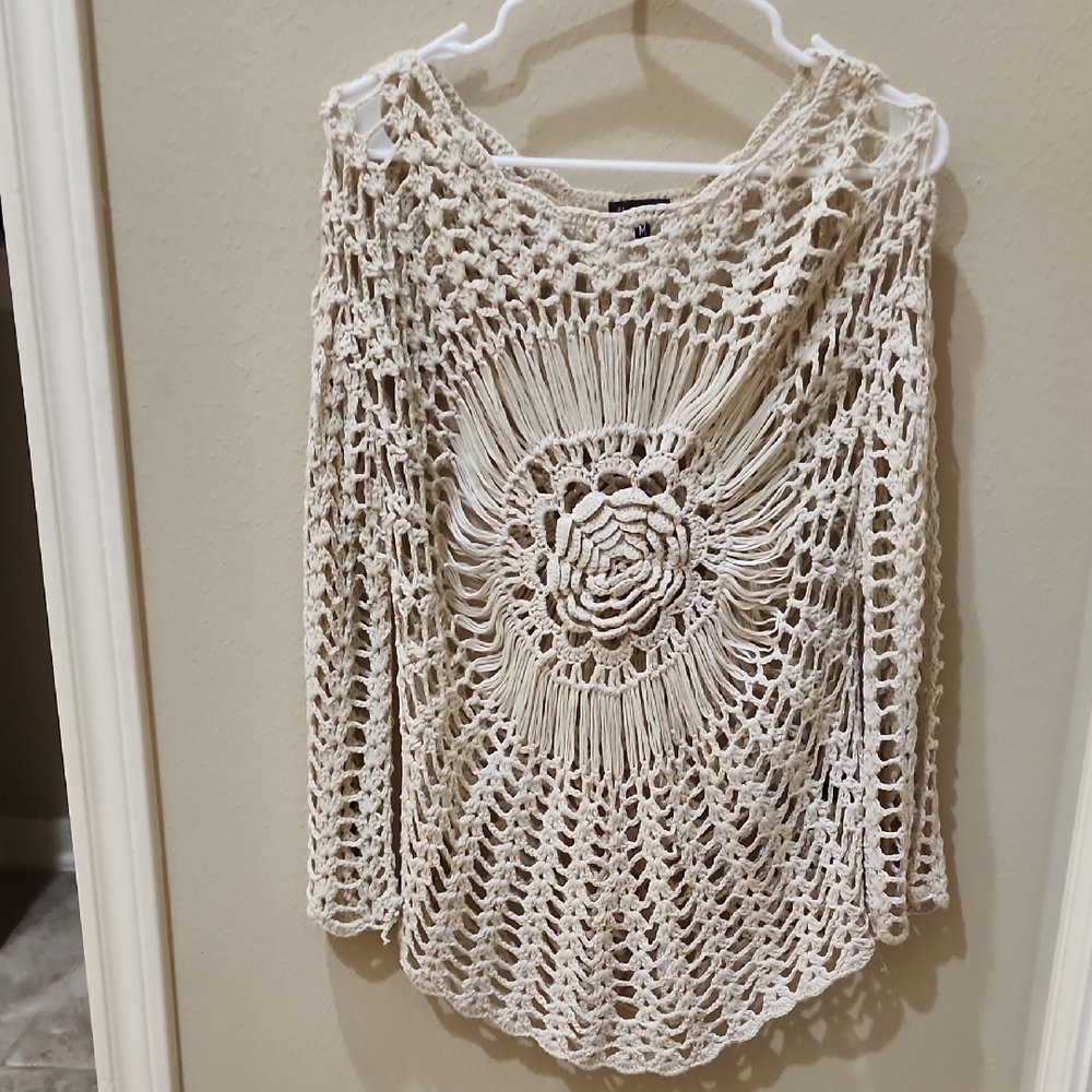 Elegant Cream Crochet Women's Top
